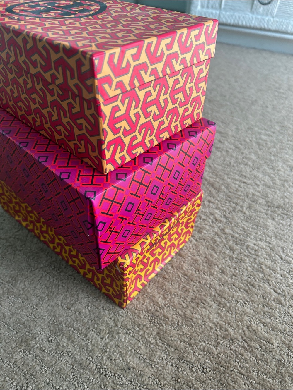Tory Burch Multicolor Patterned Shoe Boxes - Red, Yellow, Pink - Picture 5 of 5